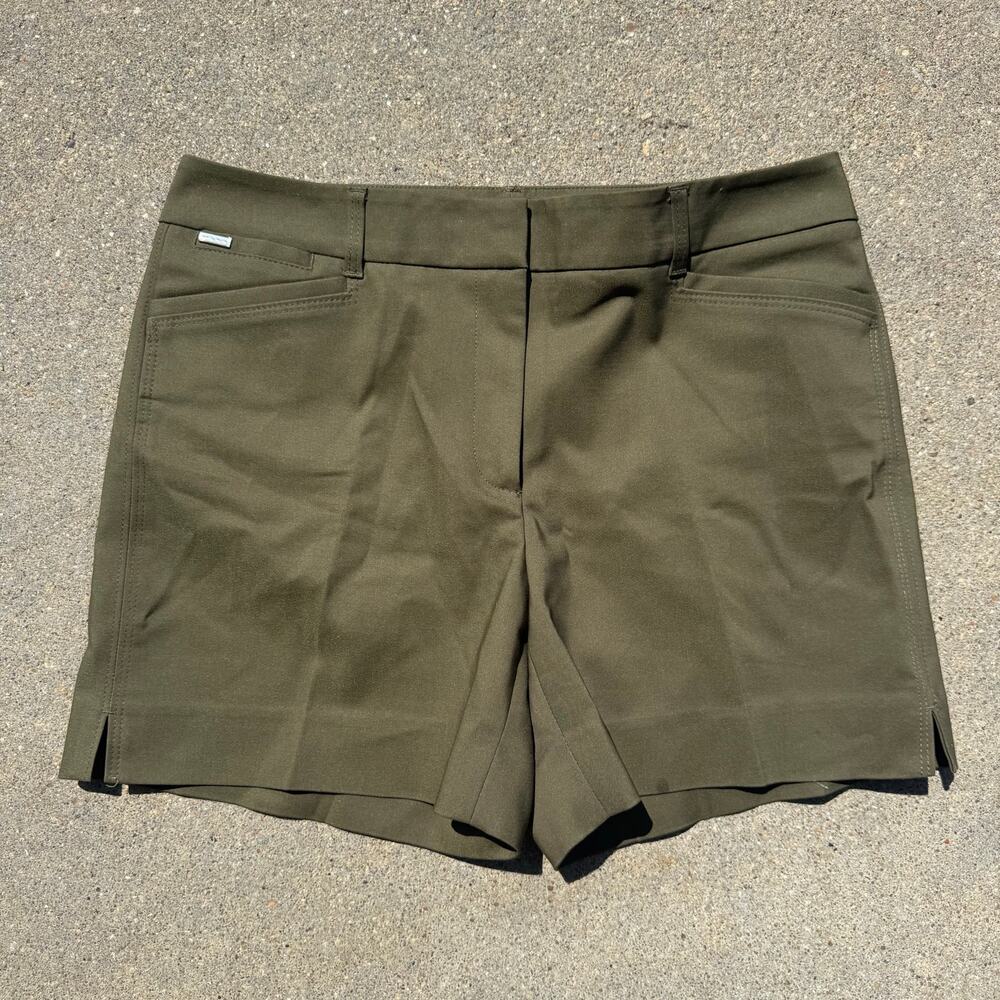 White House Black Market The 5" Short Olive Green Flat Front Size 4
